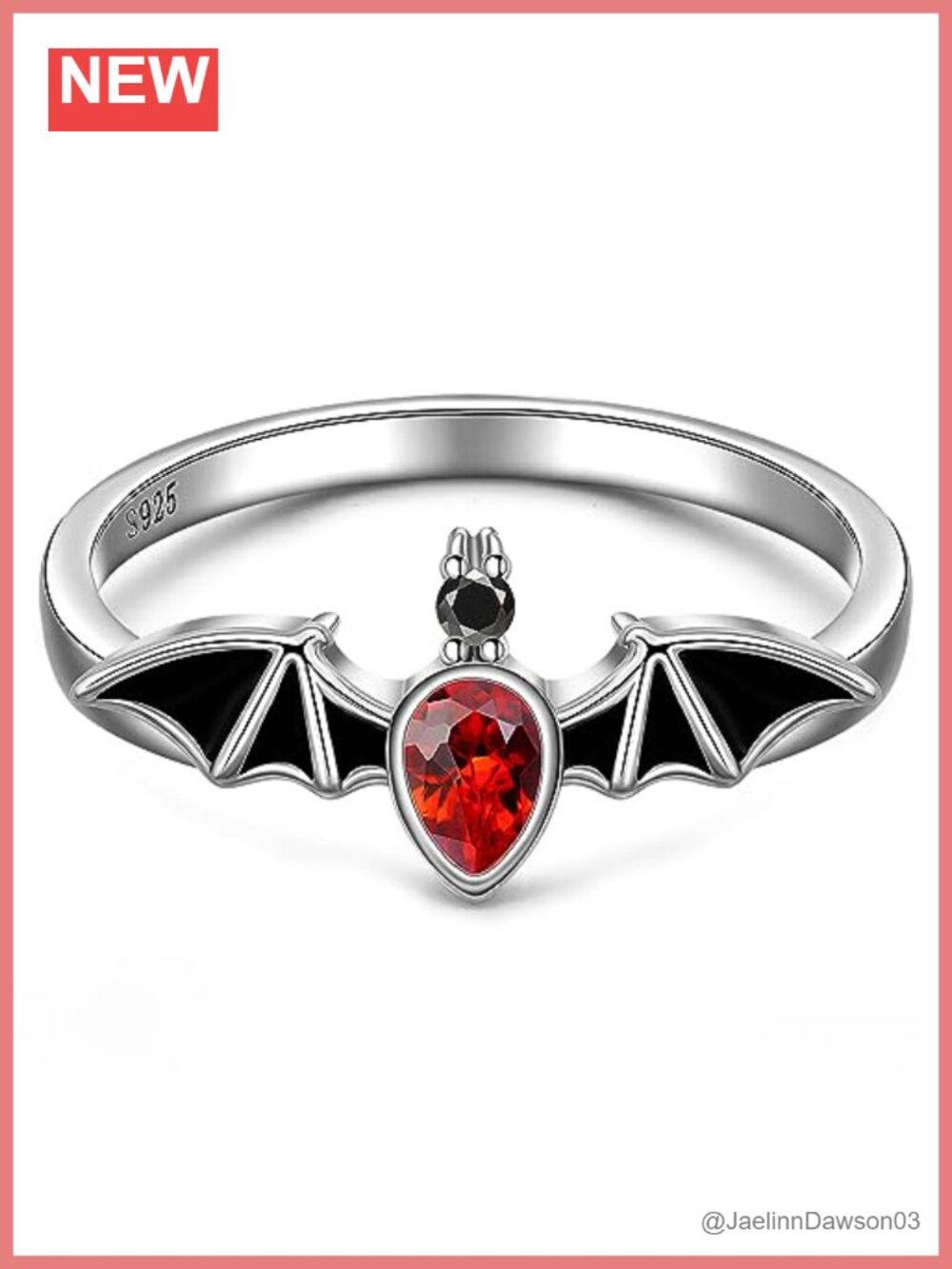Sterling Silver Bat Ring Gothic Halloween Statement Band
